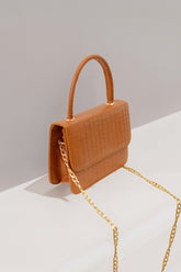 Stylish Croco Pattern Caramel Handbag